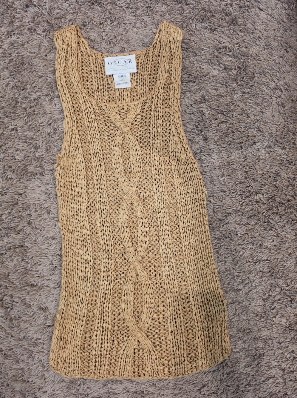 Oscar de la Renta Open Knit Sleeveless Sweater Tank P
